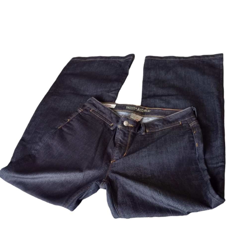 Banana Republic Classic Wide Leg Premium Denim Blue Jeans Size 8